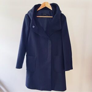 Zara Navy Hooded Coat Size M